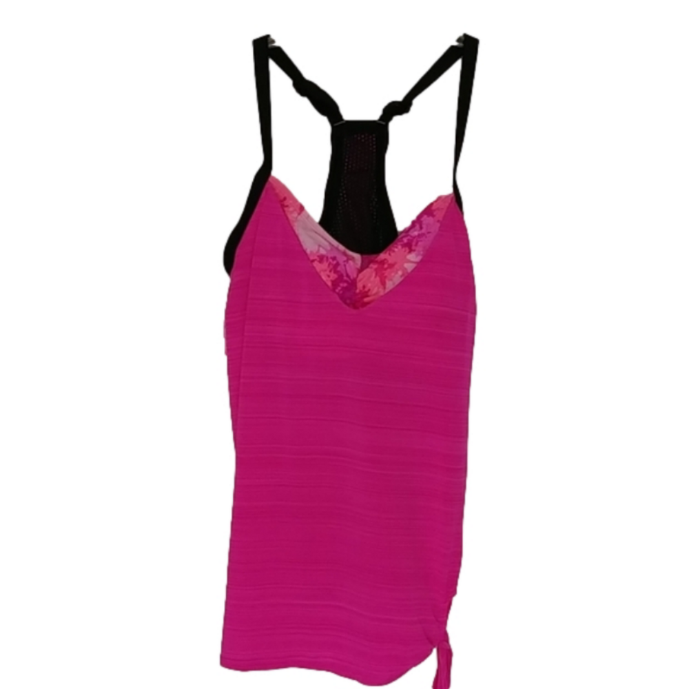 Zero x posur UPF 50+ Side Knot Tankini Swimsuit TOP ONLY Fuchsia Pink‎ Size M